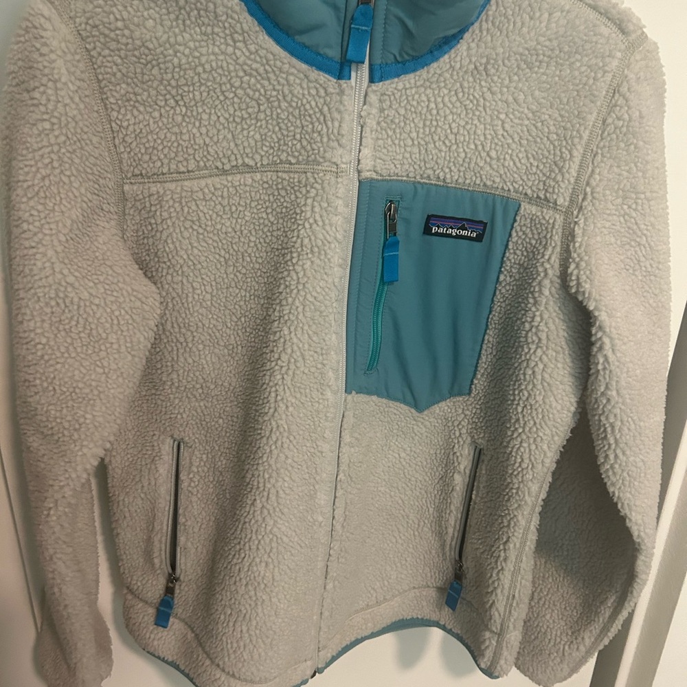Patagonia Women's Classic Retro-X Fleece Zip Up Jacket Grey Teal Med Like New